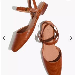 Madewell Jeanne Slingback Flat in Lizard Embossed Leather Size 10